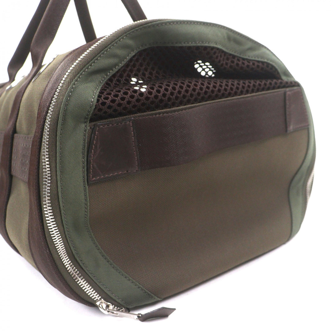 Excellent HERMES Boston bag 2-Way Dog Carrier Pet Carrier khaki mens