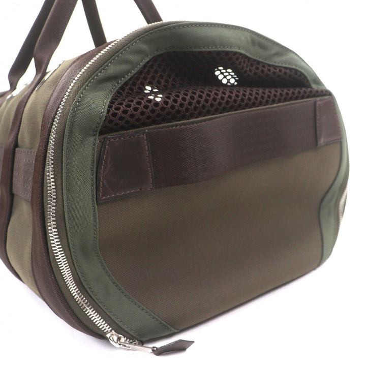 Excellent HERMES Boston bag 2-Way Dog Carrier Pet Carrier khaki mens