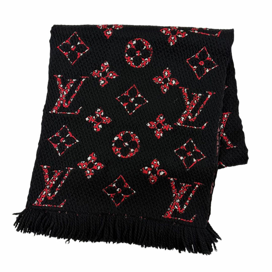 Great LOUIS VUITTON Scarf Escharp Giant Monogram Jungle black wool Women M76345