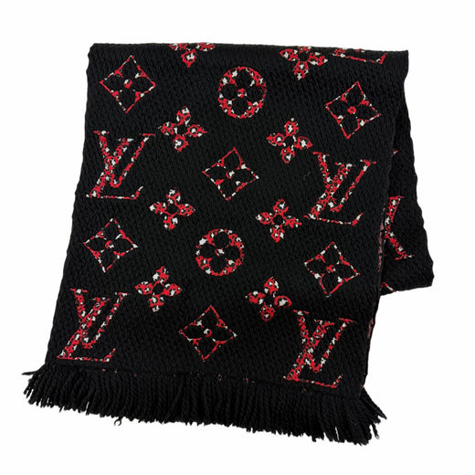 Great LOUIS VUITTON Scarf Escharp Giant Monogram Jungle black wool Women M76345