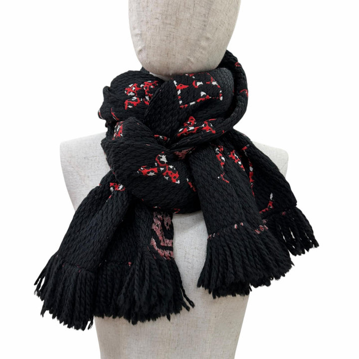 Great LOUIS VUITTON Scarf Escharp Giant Monogram Jungle black wool Women M76345