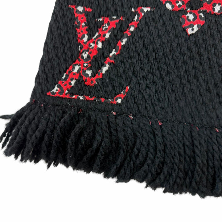 Great LOUIS VUITTON Scarf Escharp Giant Monogram Jungle black wool Women M76345