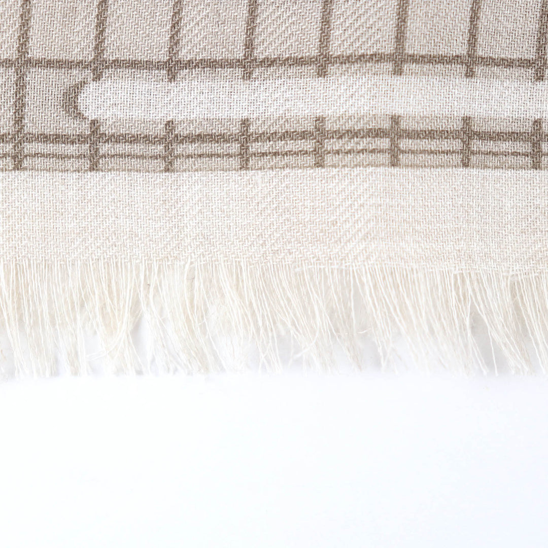 Excellent HERMES Stall Rectangle Ipograph With fringe beige cashmere mens