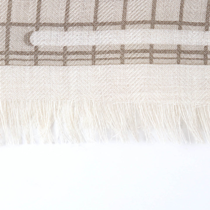 Excellent HERMES Stall Rectangle Ipograph With fringe beige cashmere mens