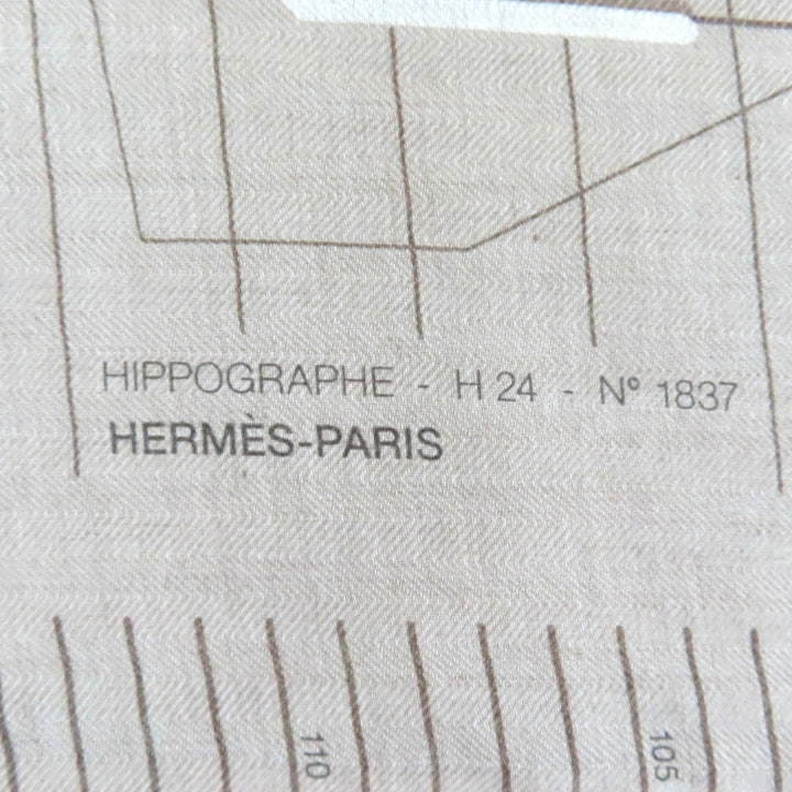 Excellent HERMES Stall Rectangle Ipograph With fringe beige cashmere mens