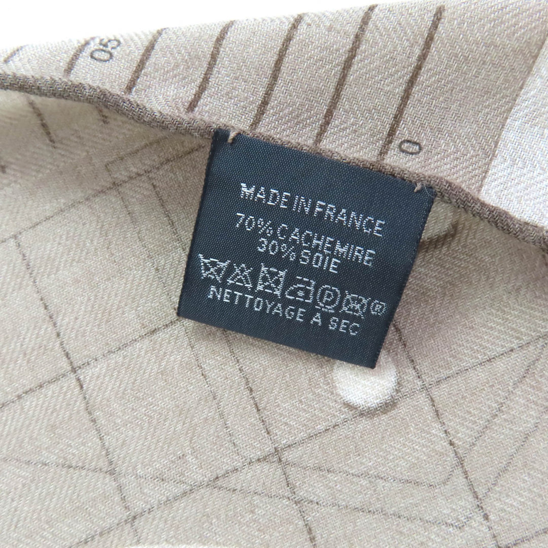 Excellent HERMES Stall Rectangle Ipograph With fringe beige cashmere mens
