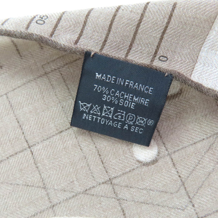 Excellent HERMES Stall Rectangle Ipograph With fringe beige cashmere mens