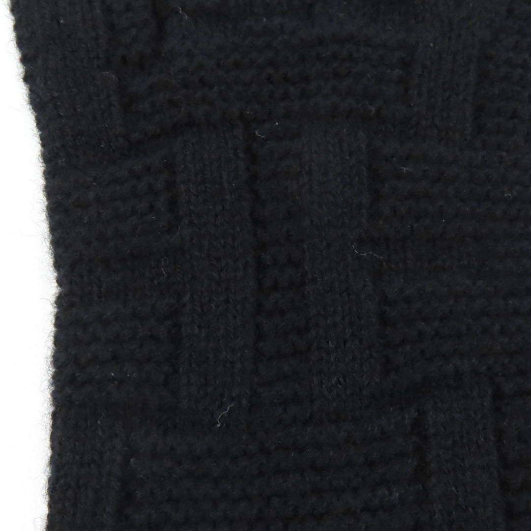 Excellent HERMES gloves Serie Metal H Design Knit Gloves black wool mens S