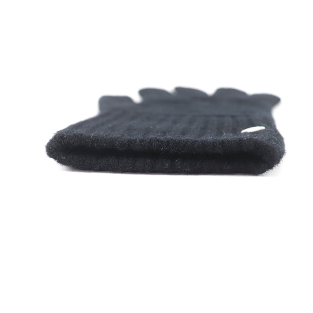 Excellent HERMES gloves Serie Metal H Design Knit Gloves black wool mens S