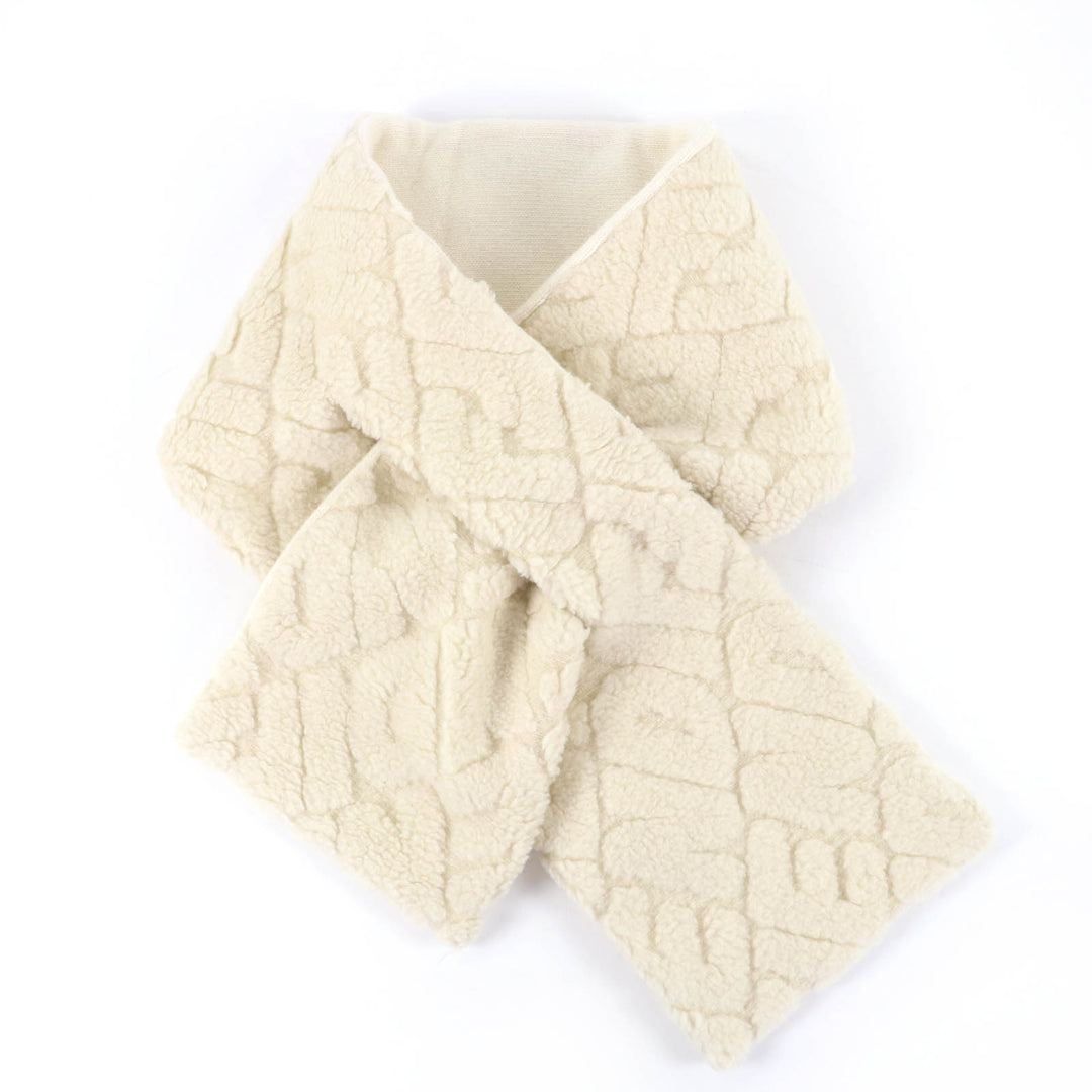 Excellent FENDI Scarf 100% cashmere logo knit Ivory Camel Women FXT438