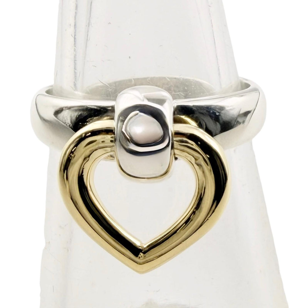 Excellent HERMES Ring ring Heart Knock Ring combination Silver 925 Women