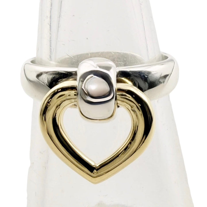 Excellent HERMES Ring ring Heart Knock Ring combination Silver 925 Women