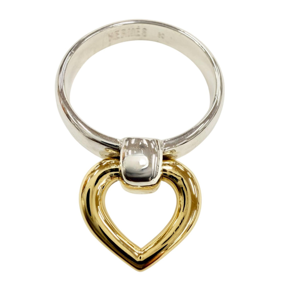 Excellent HERMES Ring ring Heart Knock Ring combination Silver 925 Women