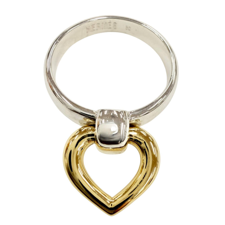 Excellent HERMES Ring ring Heart Knock Ring combination Silver 925 Women