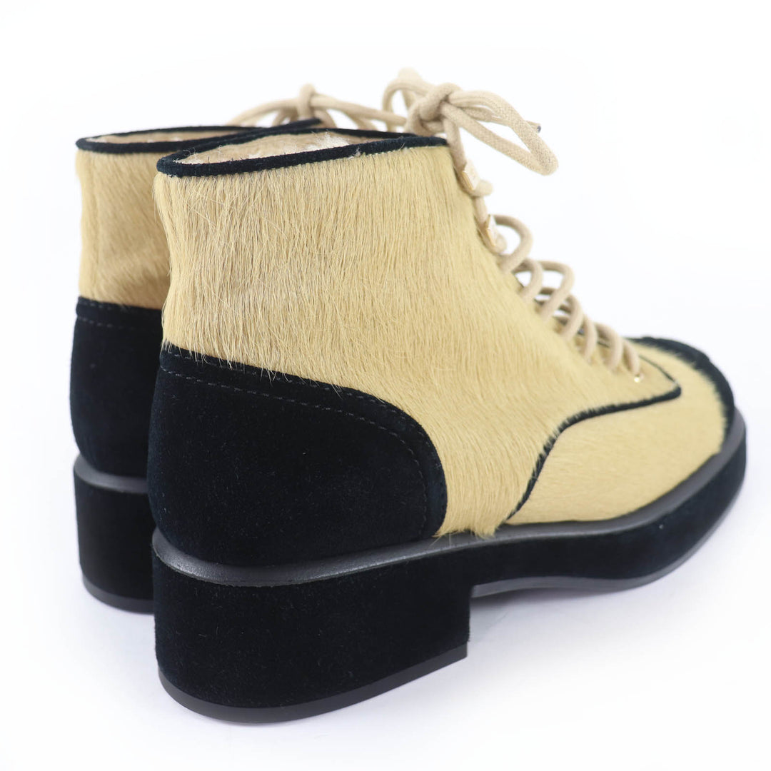 Excellent CHANEL short boots COCO Mark Harako suede leather beige 36 G39505