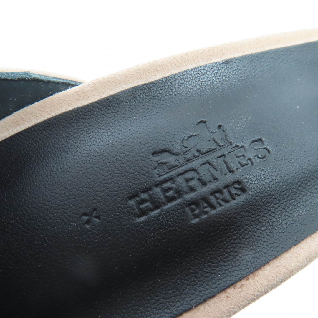 Excellent HERMES Sandals grams 105 Chaine d'Ancre heels, suede leather beige 39