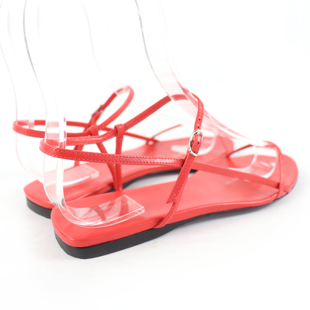 Very Good THE ROW Sandals Bear Ankle Strap Flat Leather Red leather Women 35
