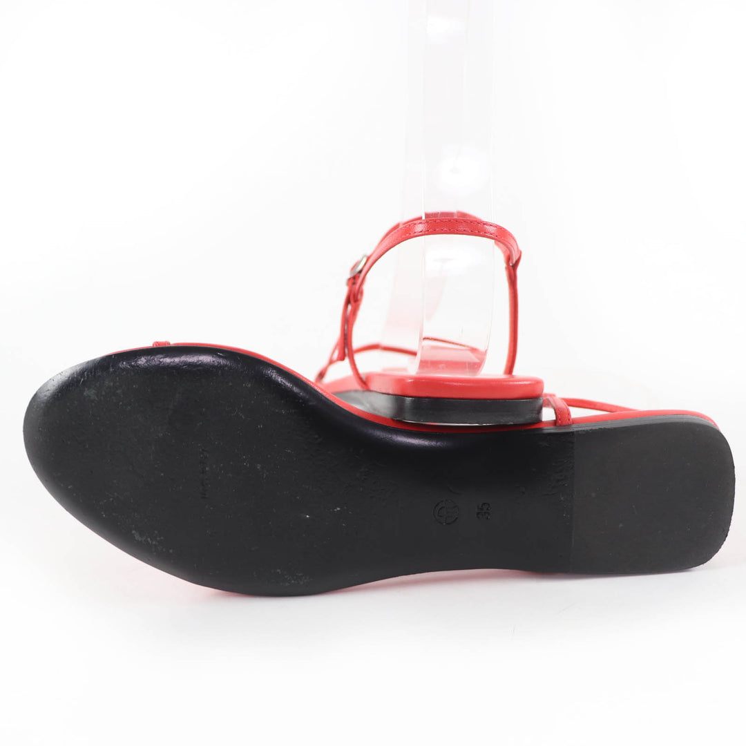 Very Good THE ROW Sandals Bear Ankle Strap Flat Leather Red leather Women 35