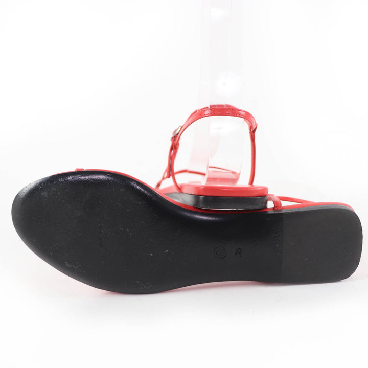 Very Good THE ROW Sandals Bear Ankle Strap Flat Leather Red leather Women 35