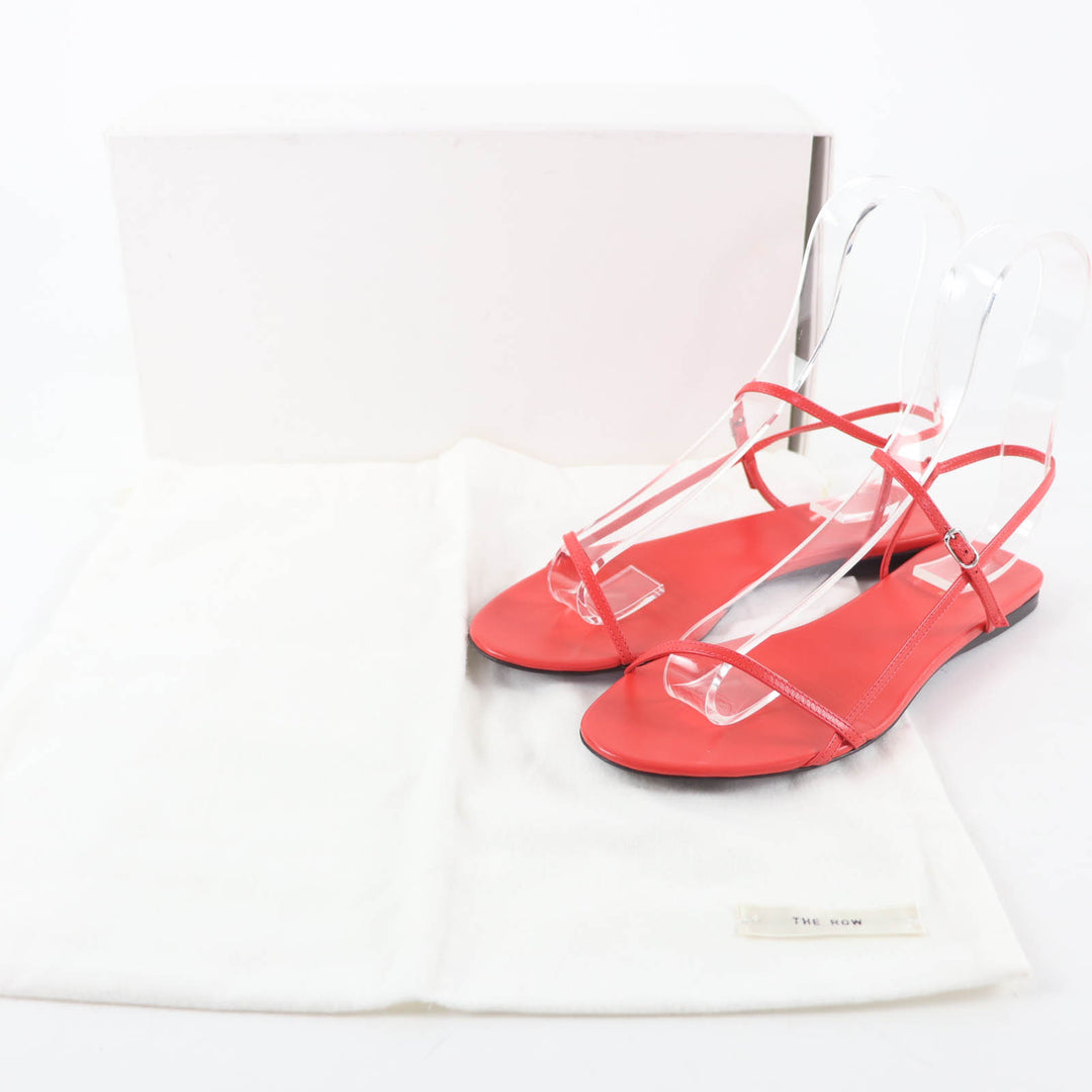 Very Good THE ROW Sandals Bear Ankle Strap Flat Leather Red leather Women 35