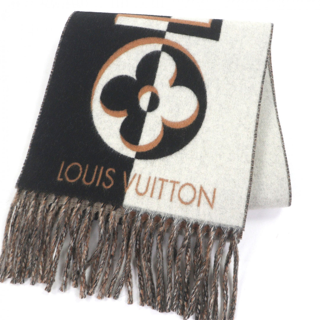 Excellent LOUIS VUITTON Scarf Duo Infinity fringe Noir wool mens M90806