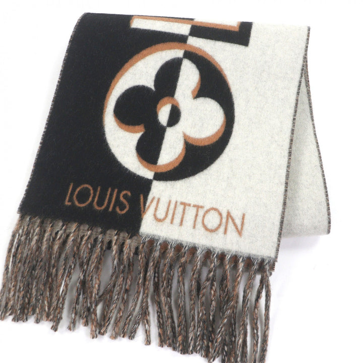 Excellent LOUIS VUITTON Scarf Duo Infinity fringe Noir wool mens M90806