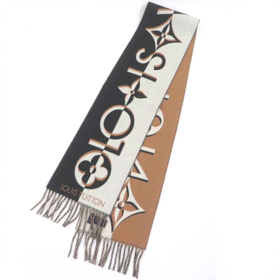 Excellent LOUIS VUITTON Scarf Duo Infinity fringe Noir wool mens M90806