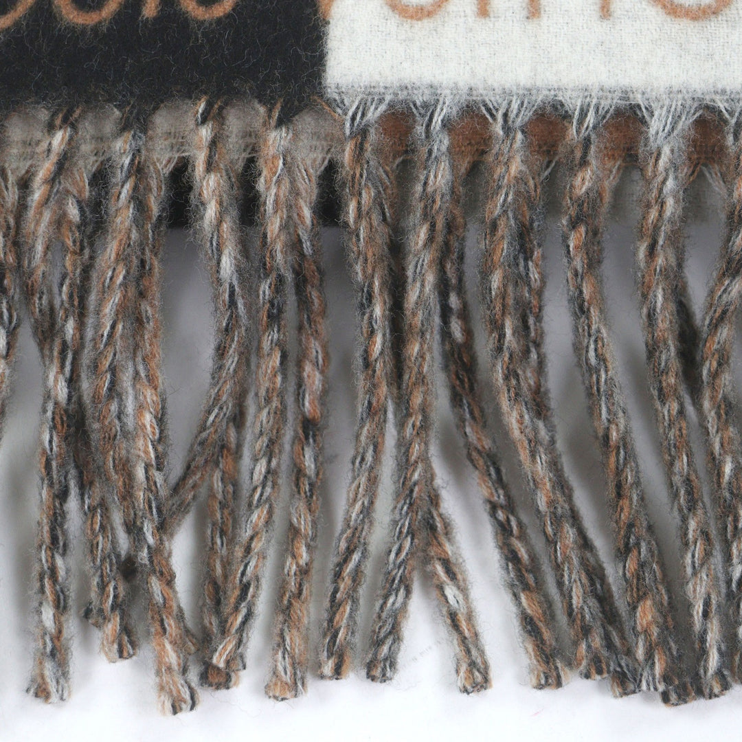Excellent LOUIS VUITTON Scarf Duo Infinity fringe Noir wool mens M90806