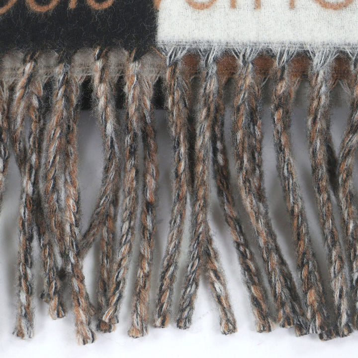 Excellent LOUIS VUITTON Scarf Duo Infinity fringe Noir wool mens M90806