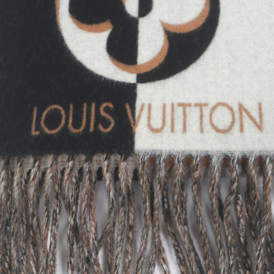 Excellent LOUIS VUITTON Scarf Duo Infinity fringe Noir wool mens M90806