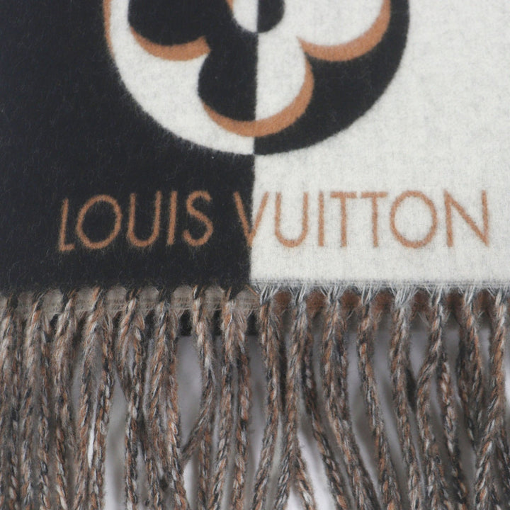 Excellent LOUIS VUITTON Scarf Duo Infinity fringe Noir wool mens M90806