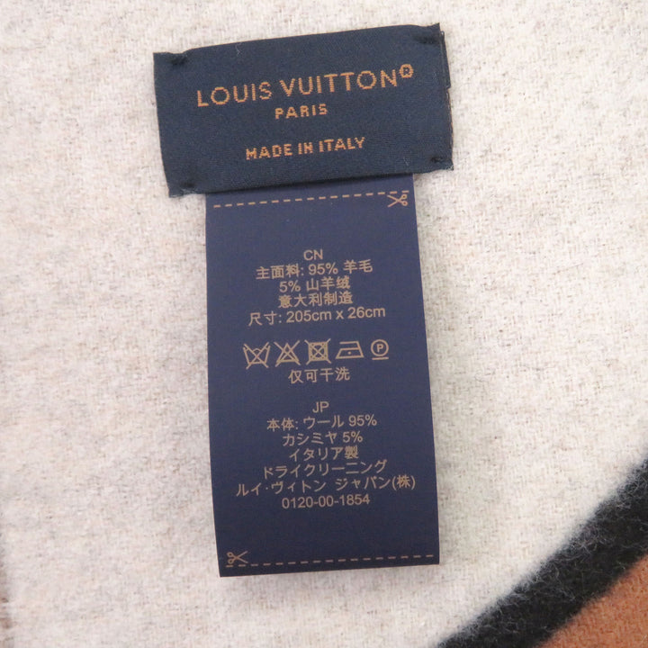 Excellent LOUIS VUITTON Scarf Duo Infinity fringe Noir wool mens M90806