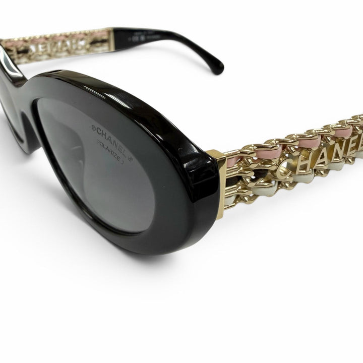 Excellent CHANEL sunglasses Cat Eye Side Logo black Women