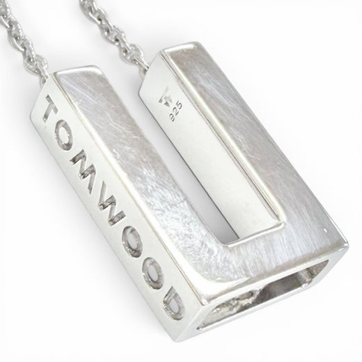 Great TOM WOOD Square Pendant Square Necklace Pendant 24.5 inch Chain Silver 925