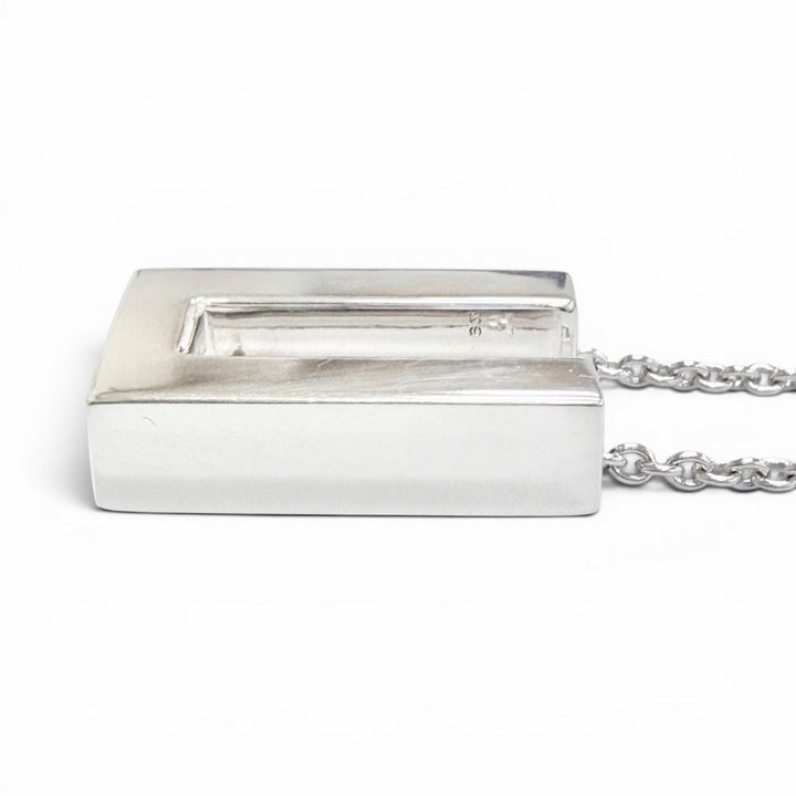 Great TOM WOOD Square Pendant Square Necklace Pendant 24.5 inch Chain Silver 925