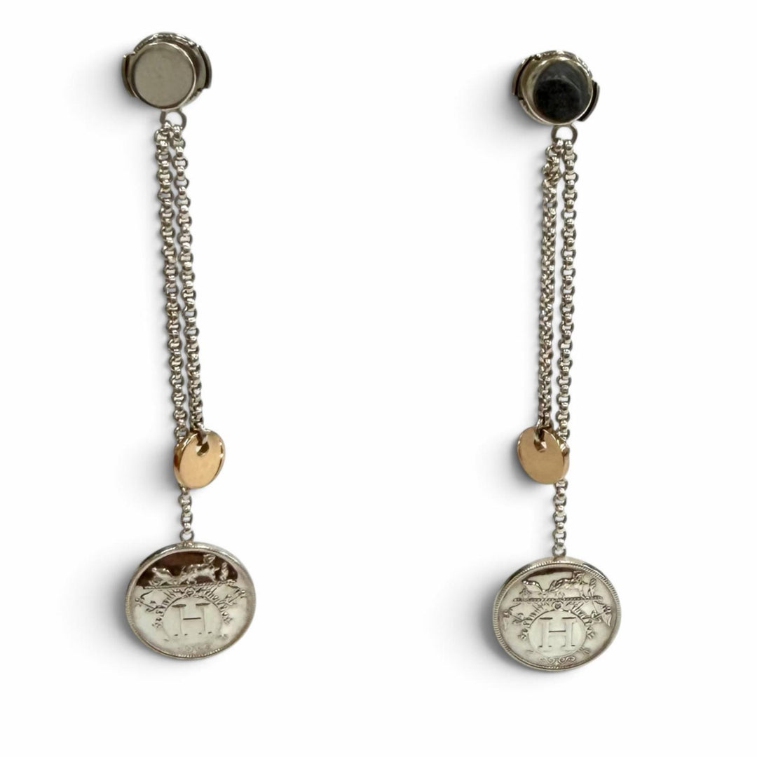 Great HERMES Pierce Exlibris for both ears Silver AG925 Women