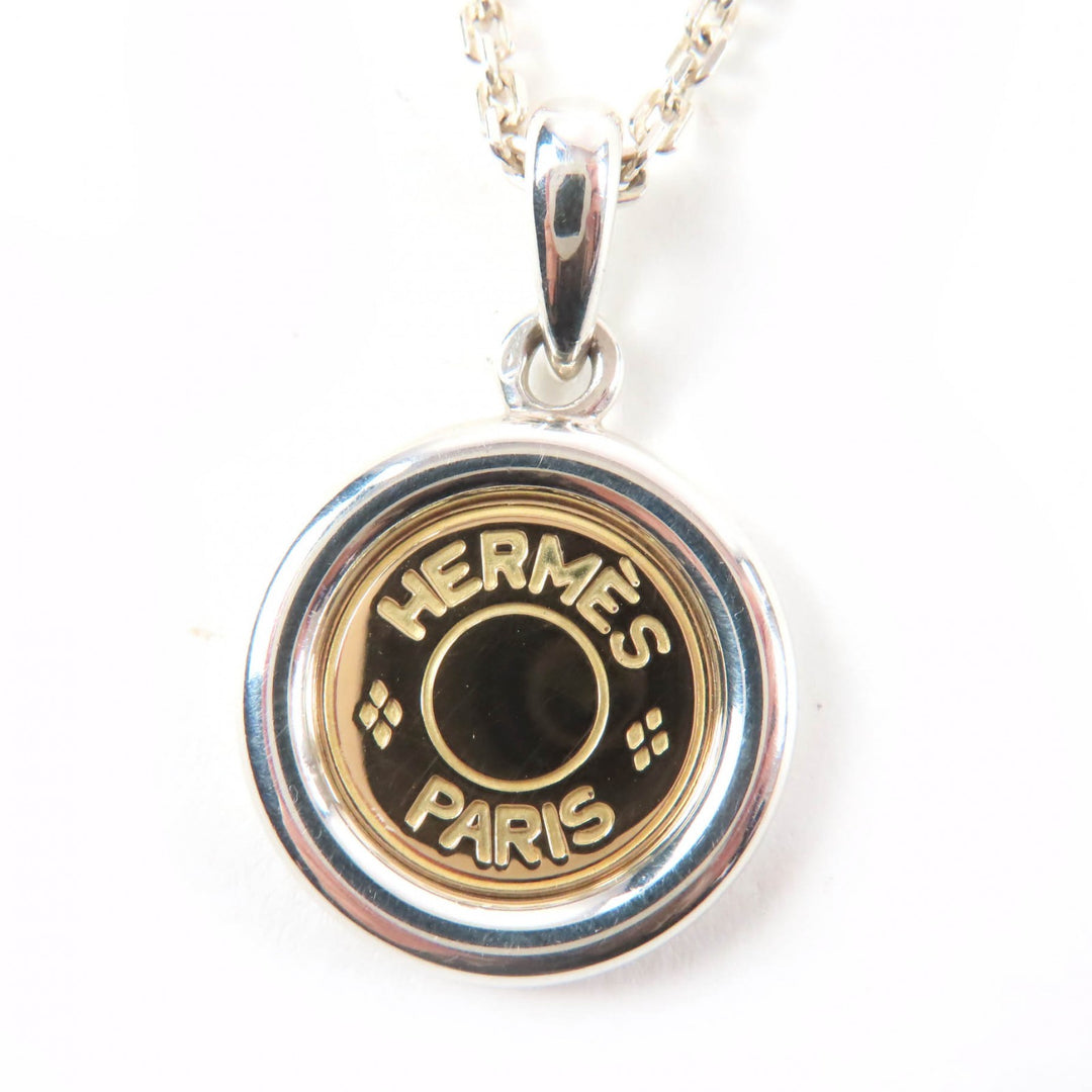 Great HERMES Necklace Serie Metal combo Silver AG925 Women
