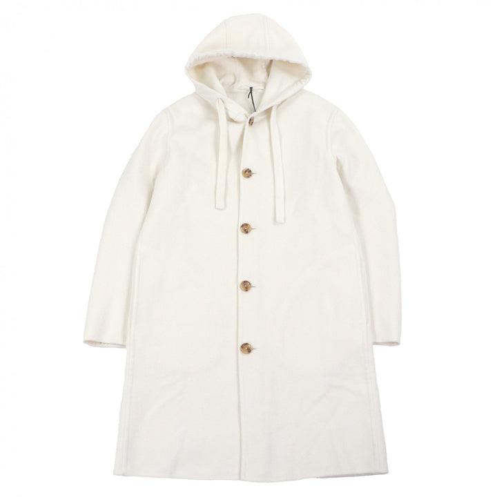 Excellent LARDINI coat FABRIC Hooded Ivory wool mens 46