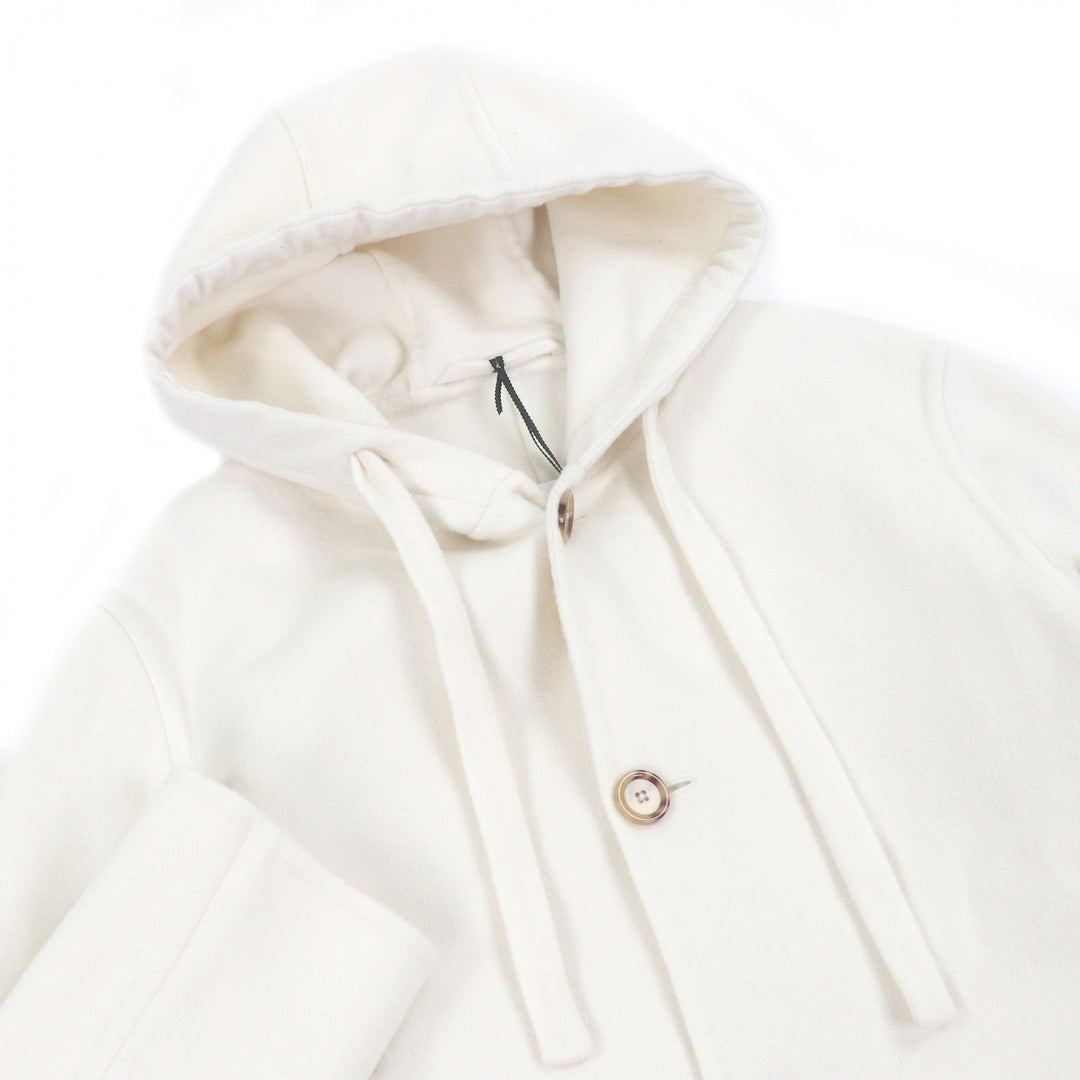 Excellent LARDINI coat FABRIC Hooded Ivory wool mens 46