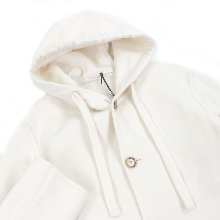 Excellent LARDINI coat FABRIC Hooded Ivory wool mens 46