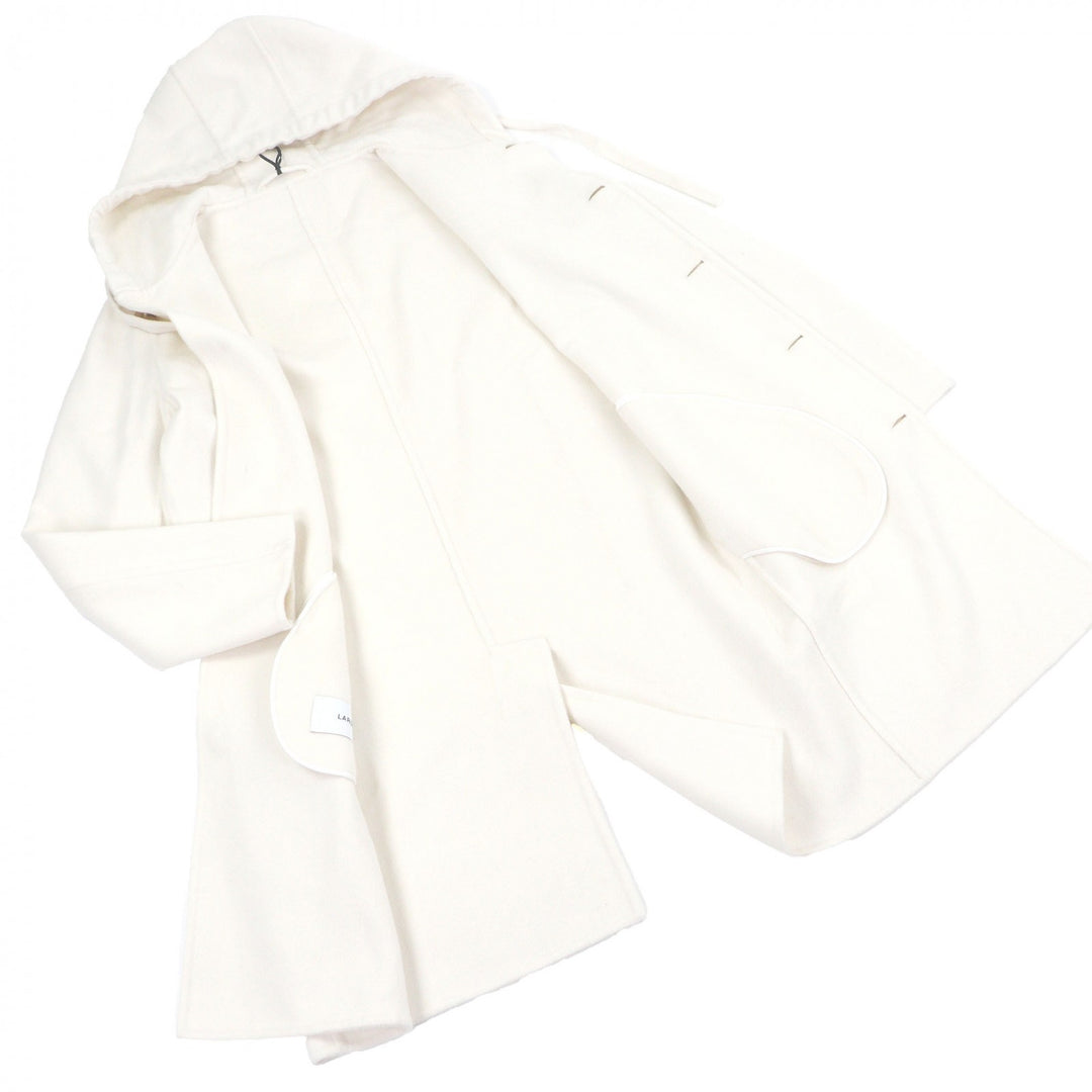 Excellent LARDINI coat FABRIC Hooded Ivory wool mens 46