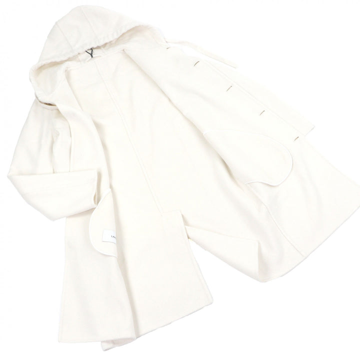 Excellent LARDINI coat FABRIC Hooded Ivory wool mens 46