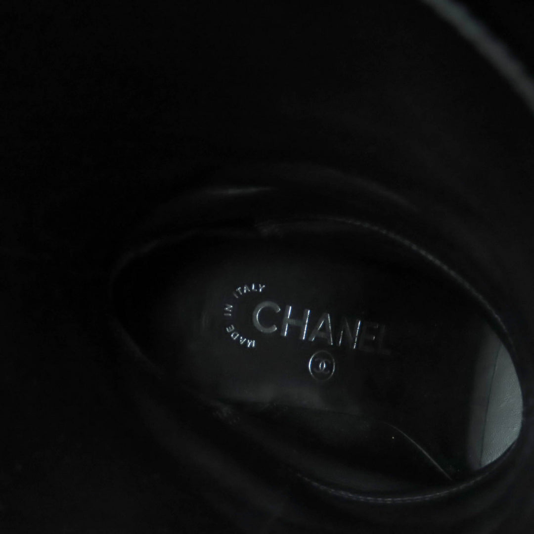 Great CHANEL Knee-high boots black leather Women 36 G30379
