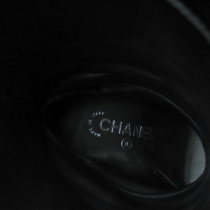 Great CHANEL Knee-high boots black leather Women 36 G30379