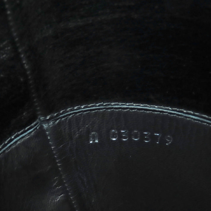 Great CHANEL Knee-high boots black leather Women 36 G30379