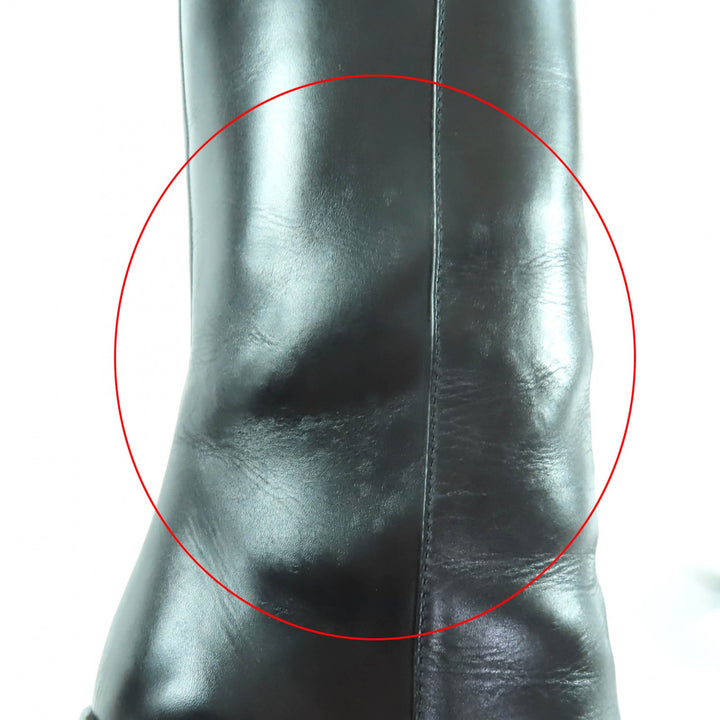 Great CHANEL Knee-high boots black leather Women 36 G30379