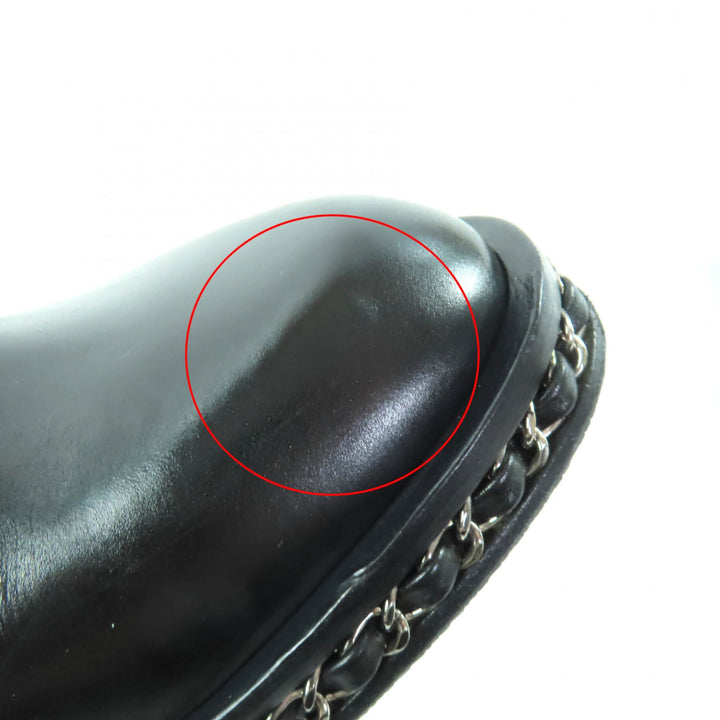 Great CHANEL Knee-high boots black leather Women 36 G30379