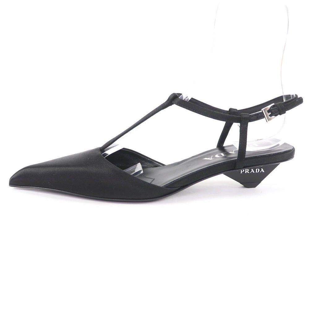 Pristine PRADA pumps Logo pointed-toe slingbacks black Women 34.5 1I535N