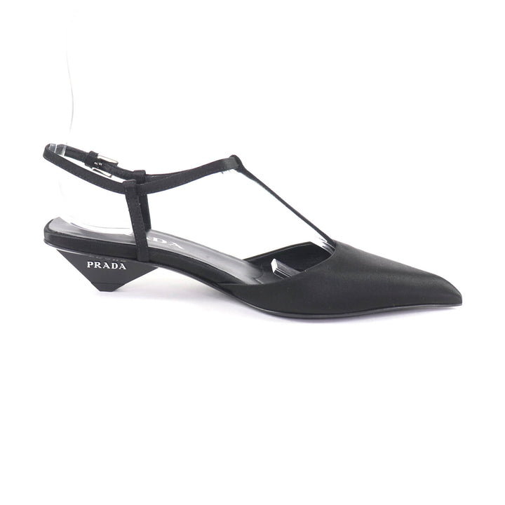 Pristine PRADA pumps Logo pointed-toe slingbacks black Women 34.5 1I535N