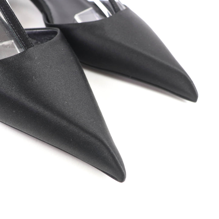Pristine PRADA pumps Logo pointed-toe slingbacks black Women 34.5 1I535N